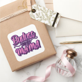 Badass Single Mamma Fyrkantigt Klistermärke