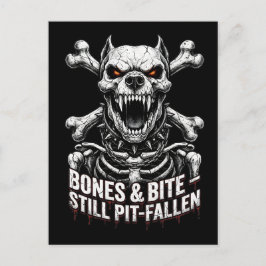 Badass Skeleton Bulldog Gothic Skull Vykort