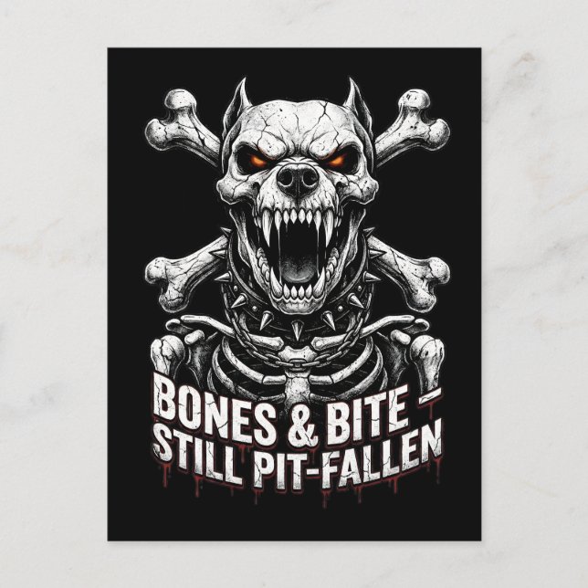 Badass Skeleton Bulldog Gothic Skull Vykort (Framsida)
