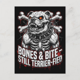 Badass Skeleton Bulldog Gothic Vykort