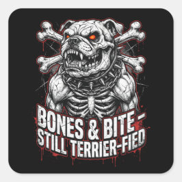 Badass skelett Bulldog Gothic Fyrkantigt Klistermärke