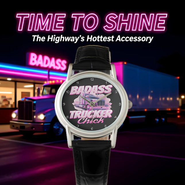 Badass Trucker Chick Rosa Kraft Armbandsur (Skapare uppladdad)
