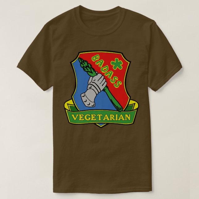 Badass vegetarian (sköld), lustig coola veggie äls t shirt (Design framsida)