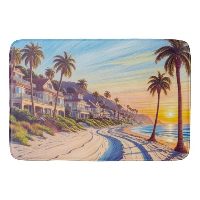 Badbadmatt på strandträningsteman badrumsmatta (Framsidan)
