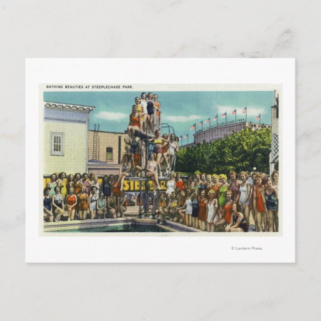 Badbeauties i Steeplechase Park Vykort (Framsida)