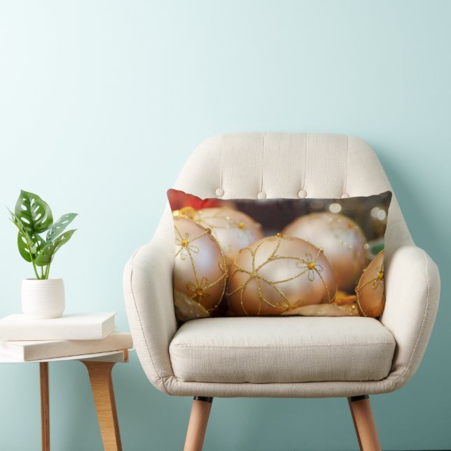 Bädda blommor Guld Boll-prydnadsföremål Lumbarkudde (Stol)