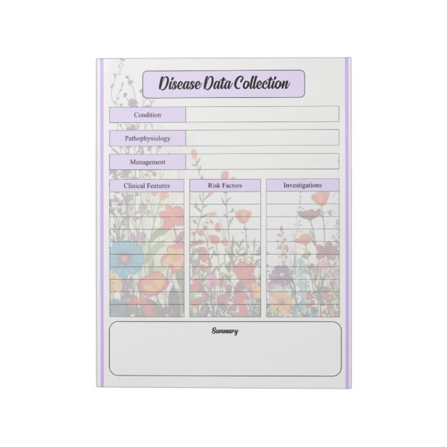 Bädda Lila Garden _ Insamling av sjukdomsdata Anteckningsblock (Roterad)