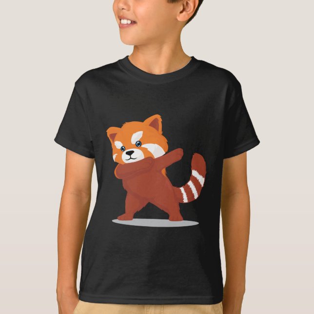 Badda pandaen - gulliga Kawaii som baddar den röda T Shirt (Framsida)