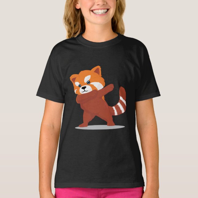 Badda pandaen - gulliga Kawaii som baddar den röda T Shirt (Framsida)