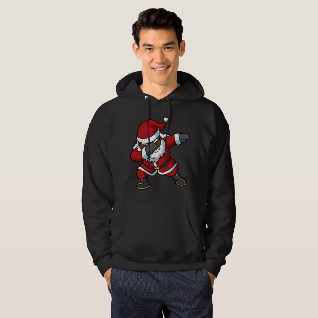 Badda svart jultomtenklickjul hoodie (Hel framsida)