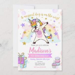 Badda Unicornfödelsedaginbjudan Inbjudningar
