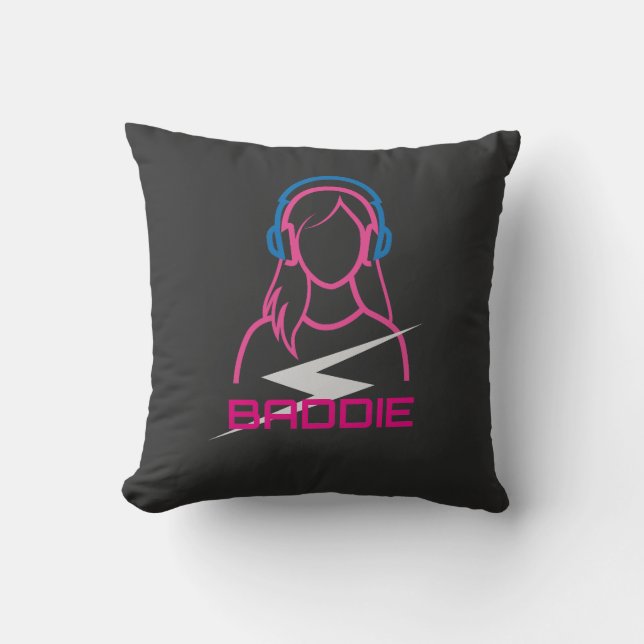 Baddie Lifestyle DJ Headphones Kudde (Framsida)