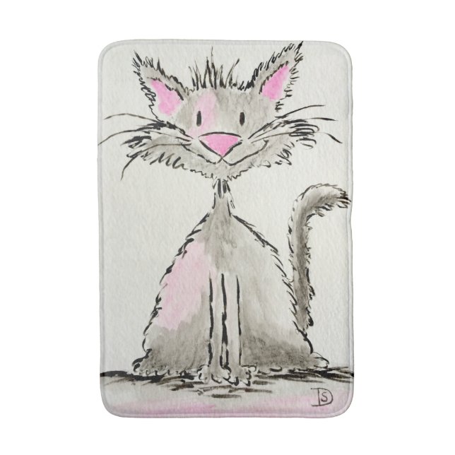Baddröjsmatta, Vattenfärgskittykatt Badrumsmatta (Framsidan (Vertikal))