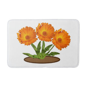 Baddruk - Tre Orange Calendula Badrumsmatta