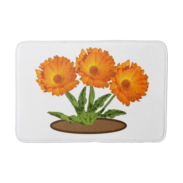 Baddruk - Tre Orange Calendula Badrumsmatta (Framsidan)
