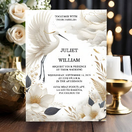 Både Feather Rustic Asian Himlar Cloud Crane Bröll Inbjudningar