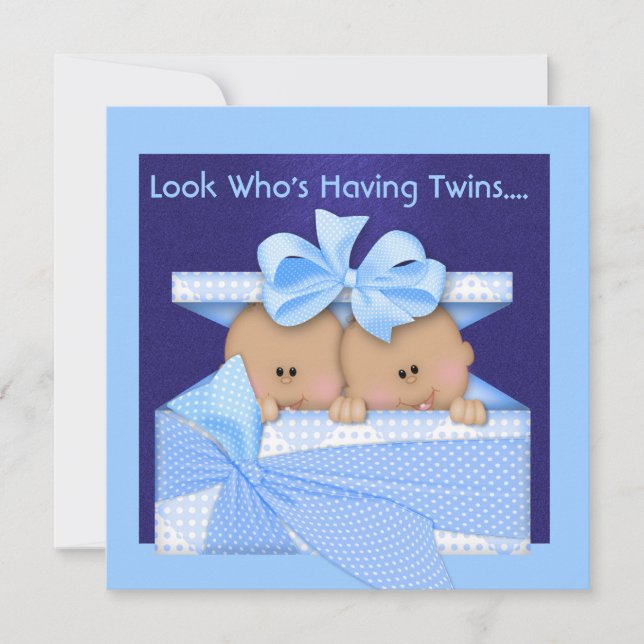 BÅDE TWILLINGAR BABY SHOWER AFRICAN AMERIKANSK INB INBJUDNINGAR (Framsida)