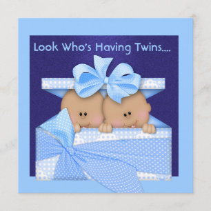 BÅDE TWILLINGAR BABY SHOWER AFRICAN AMERIKANSK INB INBJUDNINGAR