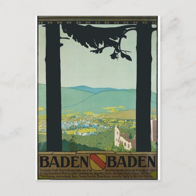 Baden Baden, City och Surroundings, Tysklanda Vykort (Framsida)