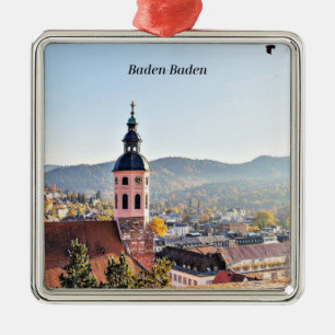 Baden-Baden, Tyskland, naturskön landskap Julgransprydnad Metall