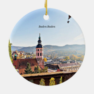 Baden-Baden, Tysklant, scenlandskap Julgransprydnad Keramik