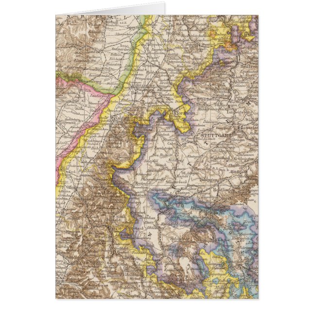 Baden Tysklandare Atlas Karta Hälsningskort (Framsidan)