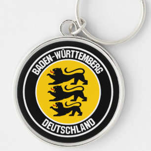 Baden-Württemberg Round Emblem Rund Silverfärgad Nyckelring