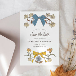 Bader och Blommar blå Gult Spara Datumet