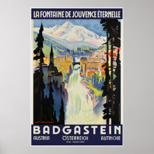Badgastein, Österrike, Travel Ski Poster