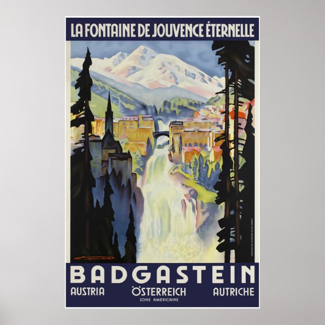 Badgastein, Österrike, Travel Ski Poster (Framsidan)