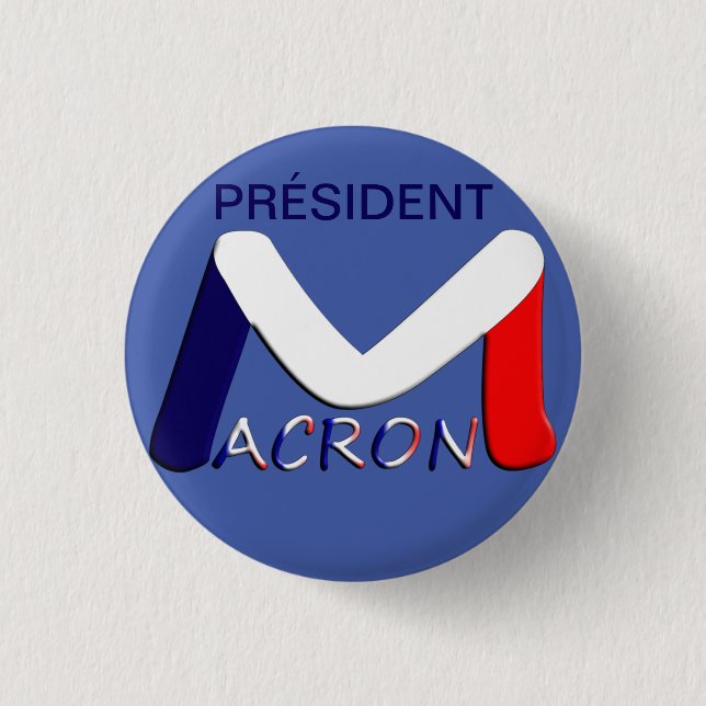 Badge 32 mm, Emmanuel Macron Président Knapp (Framsida)