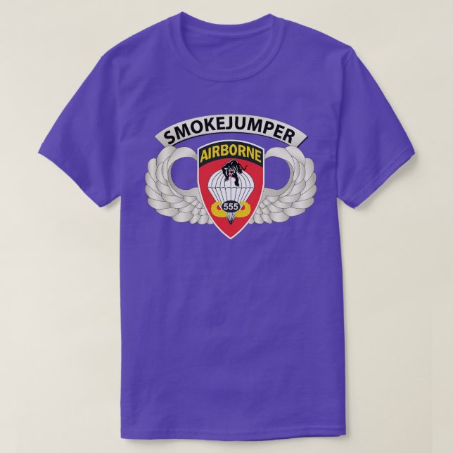 Badge 555:e Fallskärm Infantry Bn SSI w SmokeJumpe T Shirt (Design framsida)