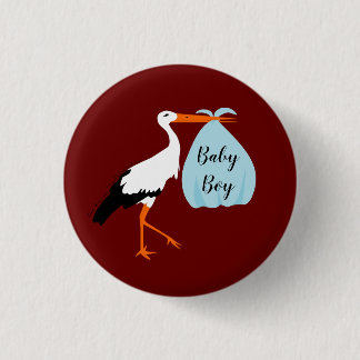 Badge d'annonce d'arrivée de Bébé avec une cigogne Knapp