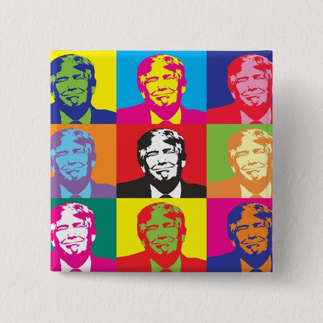 BADGE FÖR DONALD TRUMP SQUARE PIN BAK KNAPP (Framsida)