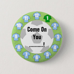 Badge för Light Himmel Blue Shirts Football Fläkt Knapp