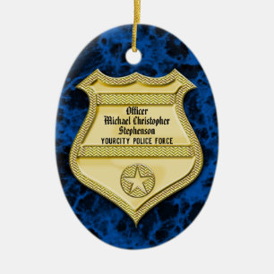 Badge Marble Police Studenten/Pension Party Julgransprydnad Keramik