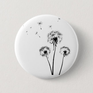 Badge med dandelion på vit bakgrund knapp