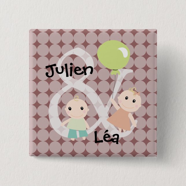 Badge naissance jumeaux fille garcon ballon 03 knapp (Framsida)