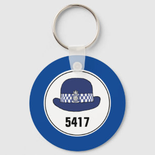 Badge Number. Polisen Woman WPC. Nyckelring