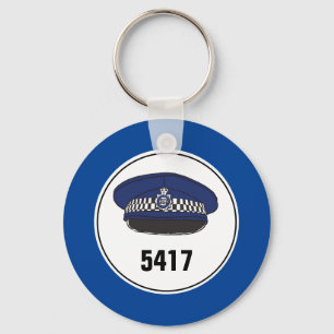 Badge Number. Polisman eller konstapel. Nyckelring