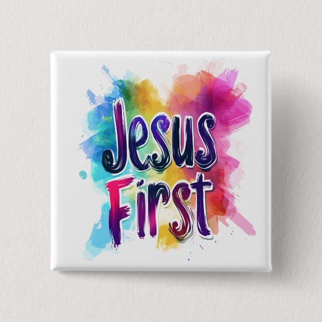 Badge personnalisé "Jesus First" Knapp (Framsida)