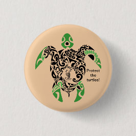 Badge Protect the turtles! Cagou Style Knapp