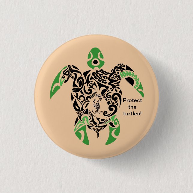 Badge Protect the turtles! Cagou Style Knapp (Framsida)