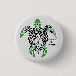 Badge Protect the turtles! Cagou Style Knapp