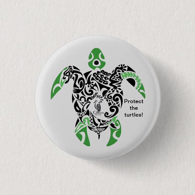 Badge Protect the turtles! Cagou Style Knapp (Framsida)