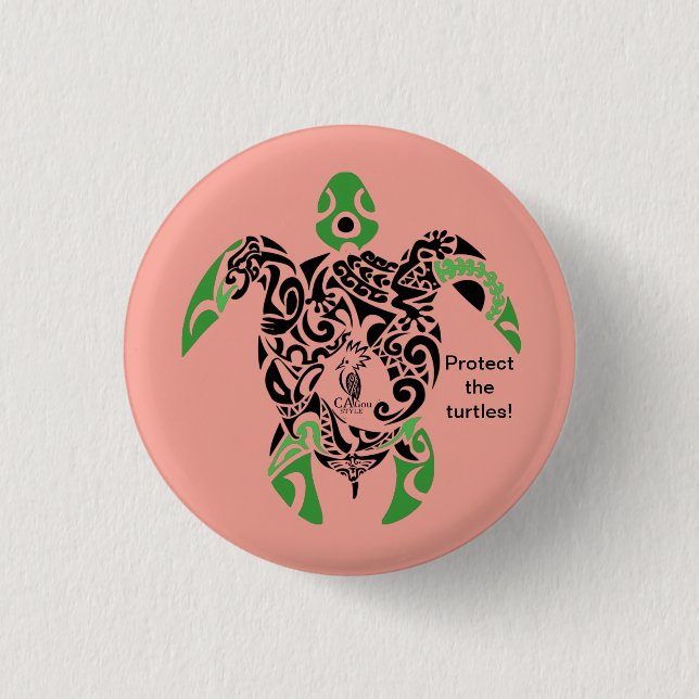 Badge Protect the turtles! Cagou Style Knapp (Framsida)