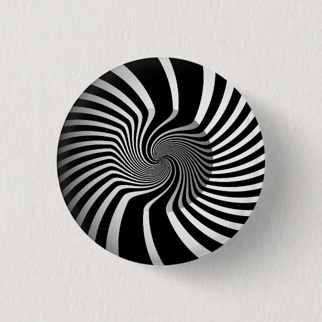 Badge - Psychedelic Art Swirl B/W Knapp (Framsida)