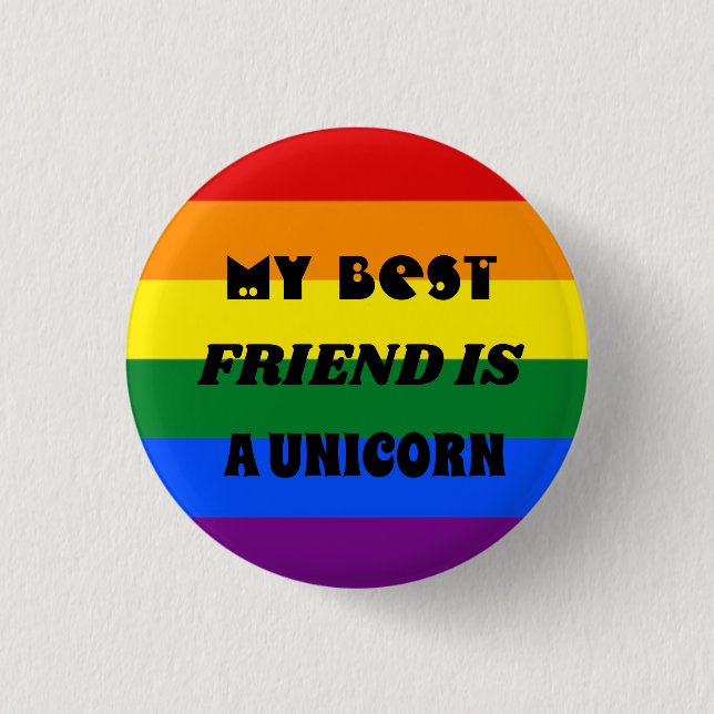 Badge RAINBOW BEST FRIEND ÄR UNICORN Knapp (Framsida)