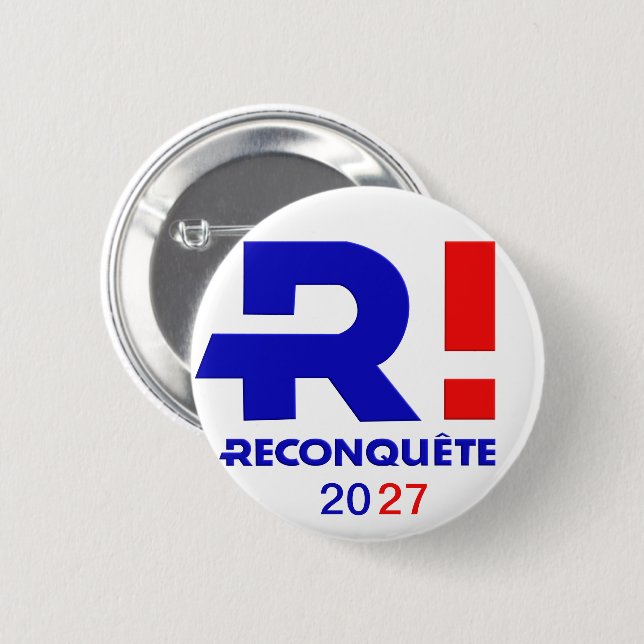 Badge rond 57 mm, Reconquête 2027 Knapp (Framsida & baksida)