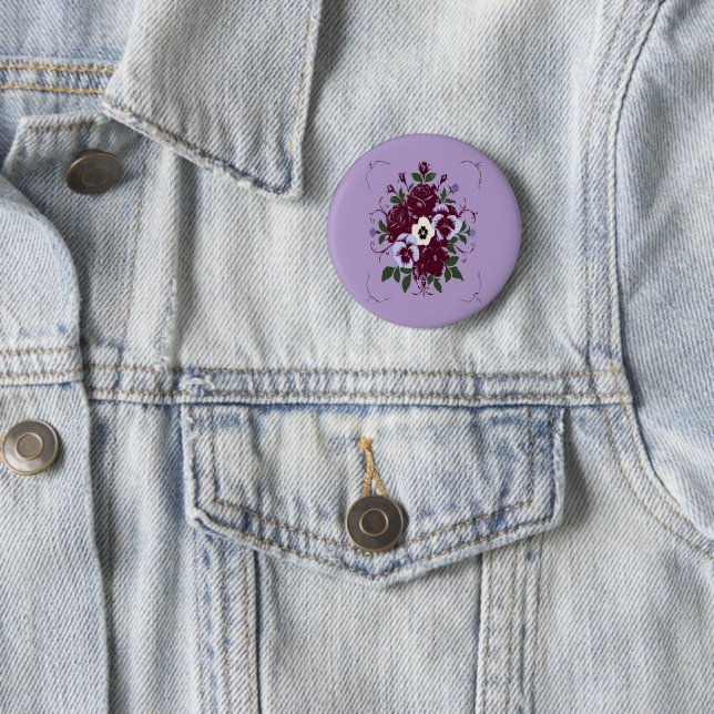 Badge Rond 5 cm Bouquet de Violettes Knapp (In Situ)